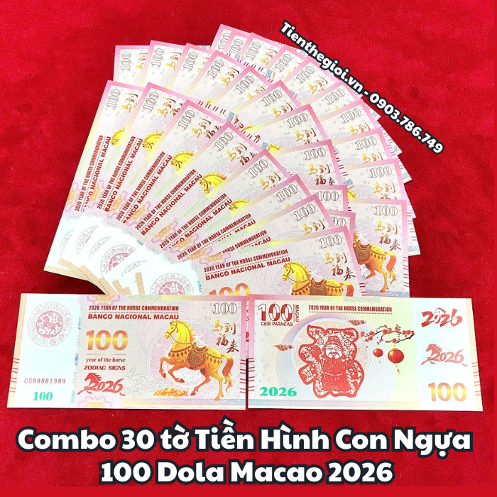 Tiền Lì Xì 100 Dola Macao Hình Con Ngựa 2026